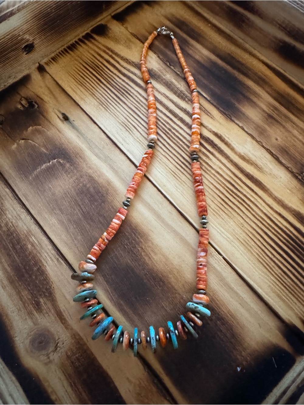 Elegant Spiny Oyster and Turquoise Heishi Necklace